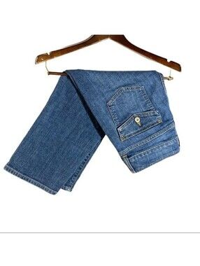 GAP Jeans Women's Mid Rise Button Pocket Straight Blue Denim Crop Capri Jeans 8